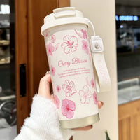 BOT658 | 500ml Cherry Blossom Stainless Cup - white
