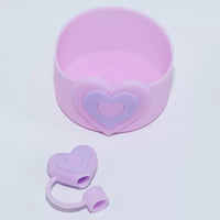 BOT614A | Heart Cup Silicone+ Straw Lid - Purple