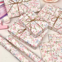 GFT309 | 50x70cm Gift Wrap / Paper Wrap - pink tulip cat 1pcs