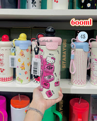 BOT379 | 600ml Stainless Bottle - Pink Kitty