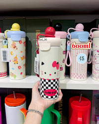 BOT378 | 600ml Stainless Bottle - Red Kitty