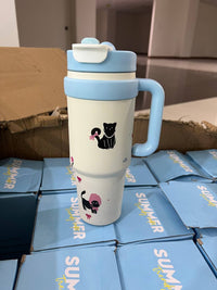 BOT289 | 1000ml Stainless Cup - blue cat
