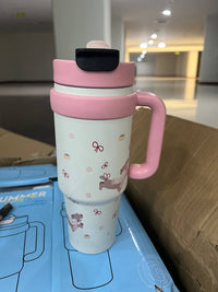 BOT290 | 1000ml Stainless Cup - pink dog