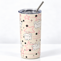 BOT653 | 600ml Stainless Cup - Cream Dog