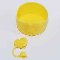 BOT614 | Heart Cup Silicone+ Straw Lid - Yellow