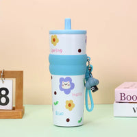 BOT64 | 710ml Stainless Cup - blue flower
