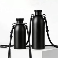 BOT215 | 500ml Stainless Bottle with holder - black