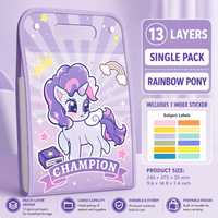 FOL42 | A4 Folder with hangbag - purple pony