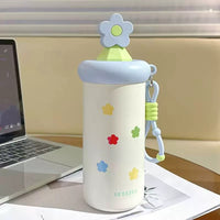 BOT17 | 650ml Flower Stainless Bottle - blue