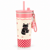 BOT486 | 710ml Stainless Cup - pink cat