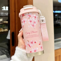 BOT659 | 500ml Cherry Blossom Stainless Cup - pink