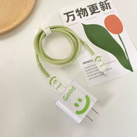 CAIP37 | Green Smile Iphone Charger Case 1set 1$