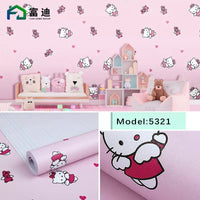 WAPP002 | PVC Waterproof Wallpaper 10m - pink kitty