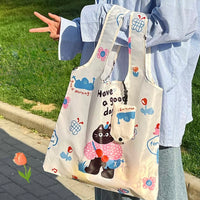 TOT22 | White Cat Tote bag 1.8$