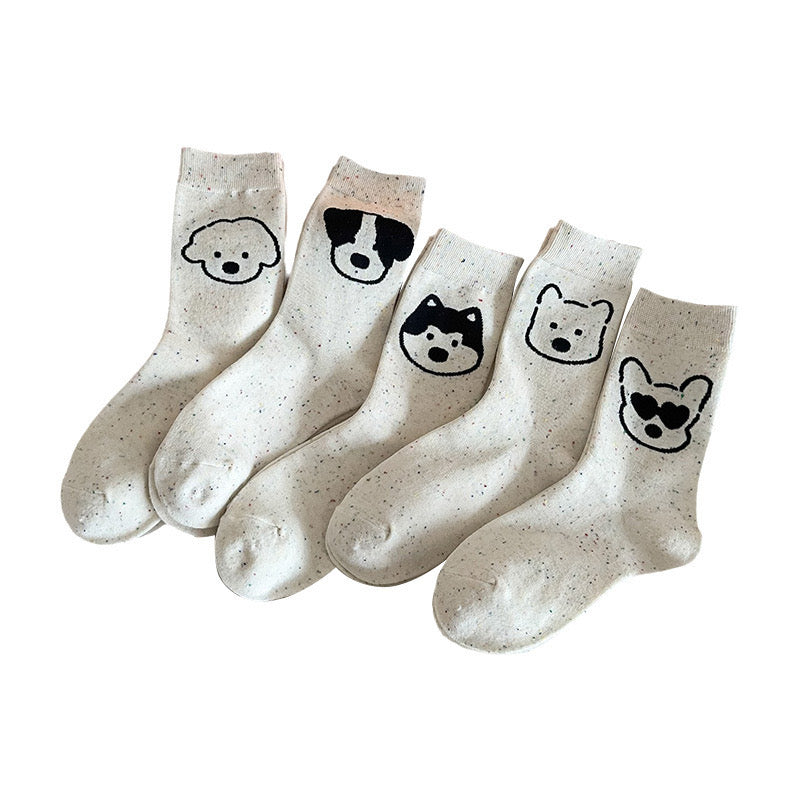 SO47 | White dog Sock 1pair Random Color