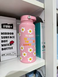 BOT133 | 1000ml Stainless Bottle - Pink daisy