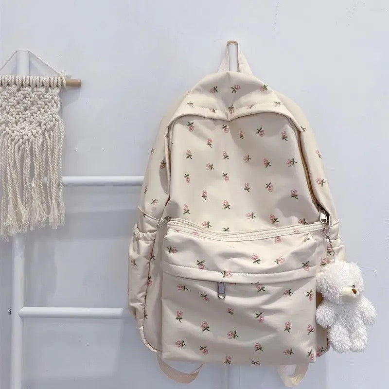 (Clearance) ZB137 | Bag, backpack white flower