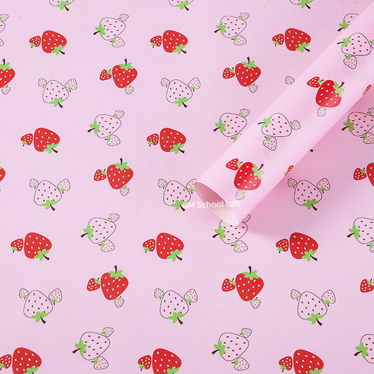 GFT86 | Pink Strawberry Gift Wrap /Paper Wrap 74x50cm 1pcs