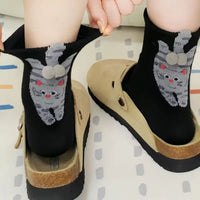 SO12A | Grey Cat Black Sock 1pair 0.6$