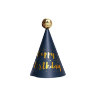 GFT140 | HBD Birthday Paper Hat - Black 5pcs